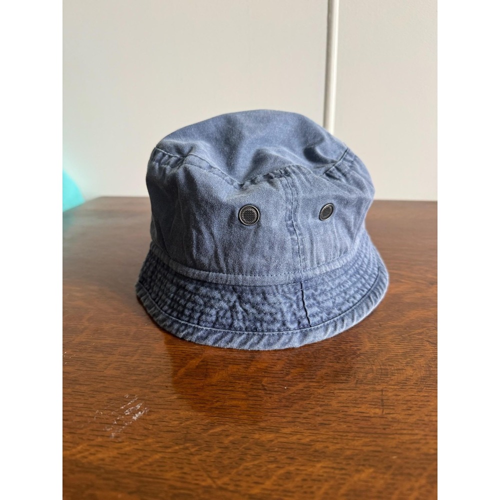 VTG Headshot Hat Bucket Mens One Size Blue Cotton Twill Casual Fishing Summer